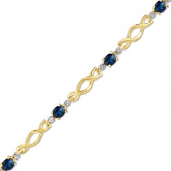 Blue Sapphire and Diamond Accent Infinity Link Bracelet in 10K Gold