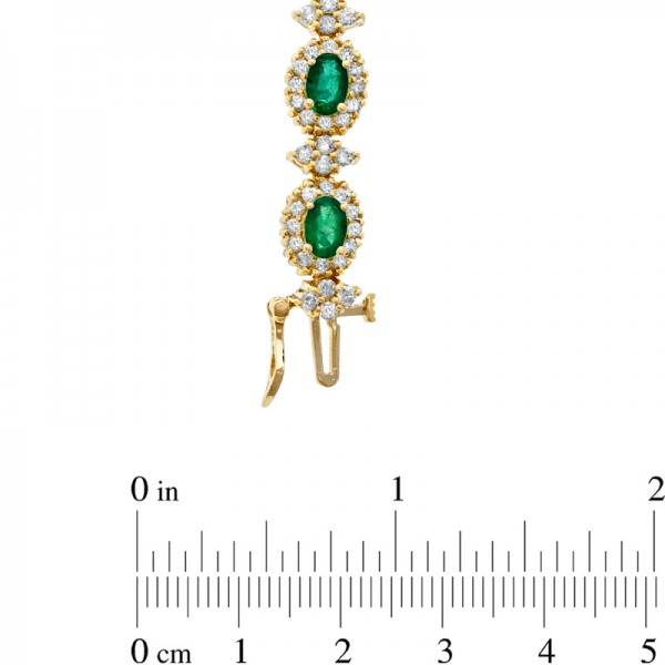 Oval Emerald and 4 CT. T.W. Diamond Bracelet in 14K Gold - 7.25