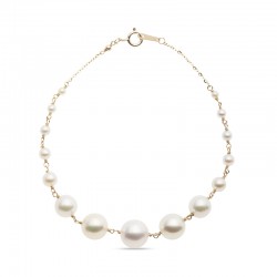 2.0 - 8.0mm Cultured Akoya Pearl Graduated Station Link Bracelet in 14K Gold and 14K Gold Fill