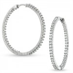3 CT. T.W. Diamond Inside Out Hoop Earrings in 14K White Gold