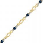 Blue Sapphire and Diamond Accent Infinity Link Bracelet in 10K Gold