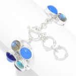 Artisan Silver by Samuel B. Multi Gemstone 2-Row Adjustable Toggle Bracelet 