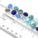 Artisan Silver by Samuel B. Multi Gemstone 2-Row Adjustable Toggle Bracelet 