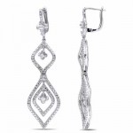 White Sapphire and Diamond Accent Drop Earrings