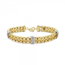 14K Two-Tone Venetian Chain Large Double Row Bracelet