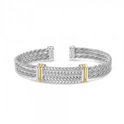 Silver & 18K Gold Tight Braided Cuff Bracelet
