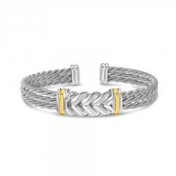 Silver & 18K Gold Bold Braided Cuff Bracelet