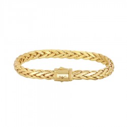 14K Gold Half Round 6mm Woven Chain Bracelet