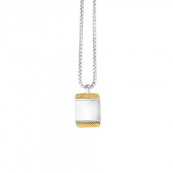 Silver & 18K Gold Cable Tag Necklace