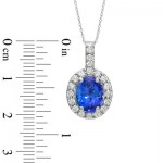 Oval Tanzanite and 1/2 CT. T.W. Diamond Pendant in 14K White Gold