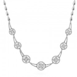 3-1/2 CT. T.W. Composite Diamond Seven Stone Station Necklace in 14K White Gold - 16" (I/I2)