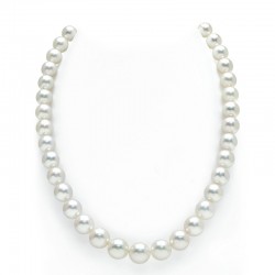8.0 - 10.0mm Cultured South Sea Pearl Strand Necklace with 14K White Gold Clasp - 17"