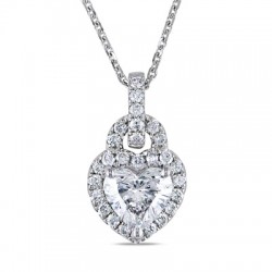 1-3/4 CT. T.W. Certified Heart-Shaped Diamond Frame Pendant in 14K White Gold (I/SI2) - 17"