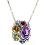 Artisan Silver by Samuel B. 14.81ctw Multi Gemstone Pendant w/ Chain