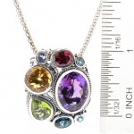 Artisan Silver by Samuel B. 14.81ctw Multi Gemstone Pendant w/ Chain