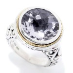 Artisan Silver by Samuel B. 18K Gold Accented 14mm Gemstone Oxidized Ring