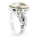 Artisan Silver by Samuel B. 18K Gold Accented 14mm Gemstone Oxidized Ring