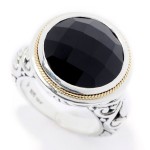 Artisan Silver by Samuel B. 18K Gold Accented 14mm Gemstone Oxidized Ring