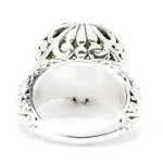 Artisan Silver by Samuel B. 18K Gold Accented 14mm Gemstone Oxidized Ring