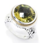 Artisan Silver by Samuel B. 18K Gold Accented 14mm Gemstone Oxidized Ring