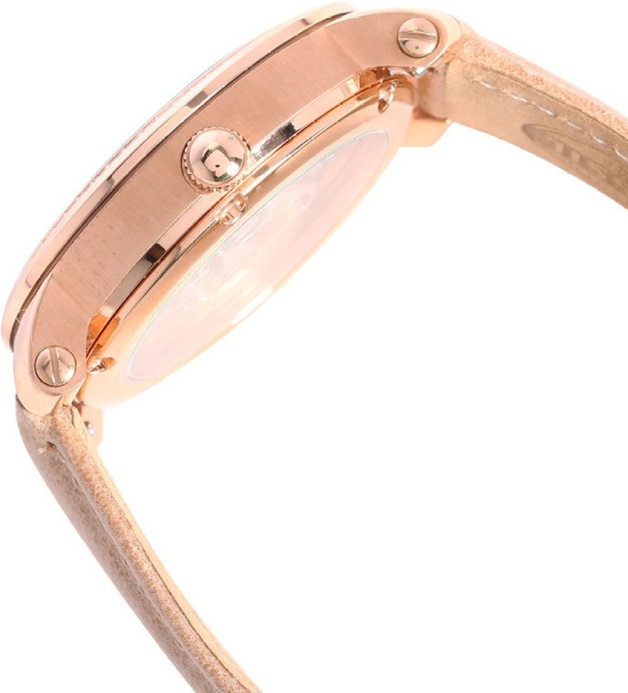 Curiosity Automatic Skeleton Dial Beige Leather Ladies Watch
