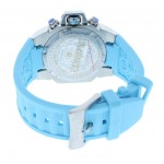Women's Light Blue Chronograph Watch Blue Crystal Accented Bezel