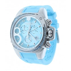 Women's Light Blue Chronograph Watch Blue Crystal Accented Bezel