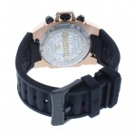 Women's Swiss Rose Gold & Black Chrono Watch Crystal Accented Bezel