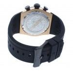  Unisex Chronograph Rose Gold Watch Black Silicone Strap GMT