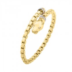 14K Gold & Diamond Venetian Panther Bypass Bangle