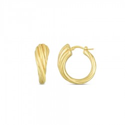 14K Gold Sculpted Cable Hoop Earrings