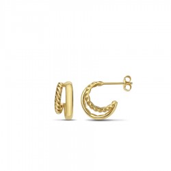 14K Gold Cable Double Hoop Earrings
