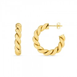 14K Gold Artisan Sculpted Hoop Earrings