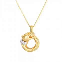 14K Gold & Diamond Panther Pendant